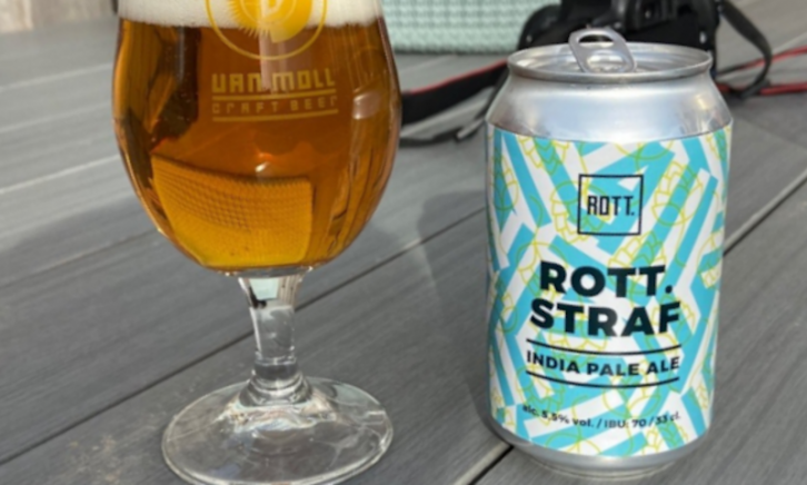 Rott Straf westcoast ipa blikje en glas